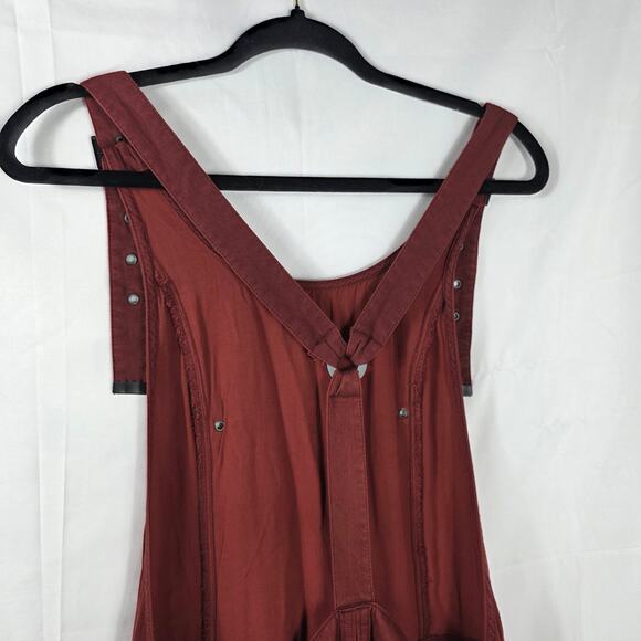 Free People Overalls XS Red Adjustable Strap Jumpsuit Pockets Casual Boho - Picture 6 of 12